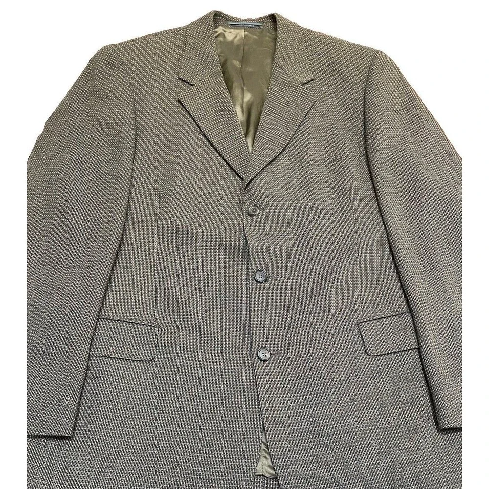 VTG Cavelli 100% Wool Mens Blazer Sport Coat 44L Navy Gold Button Preppy Classic